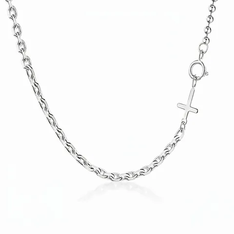 Collana con Croce in Argento Sterling 925 per Donna Catena Asimmetrica Ciondolo Geometrico Collana Minimalista