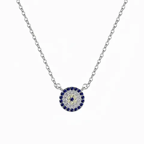 925 Sterling Silver Evil Eye Necklace For Women Round Zirconia Inlaid Pendant 18K Gold Plated Luxury Clavicle Chain Jewelry