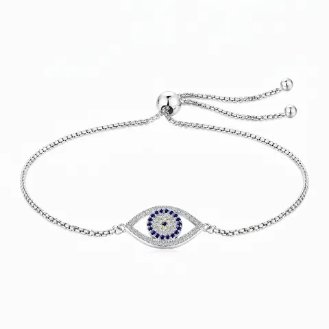 Bracciale Regolabile in Argento Sterling S925 Malocchio Per Donna Con Zirconia Intarsiata Gioielli di Moda