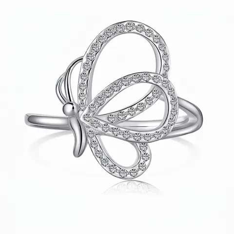 Anello a Farfalla in Argento Sterling S925 per Donna Intarsiato con Zirconia Design di Nicchia di Lusso Anello ad Ala Cava Gioielli