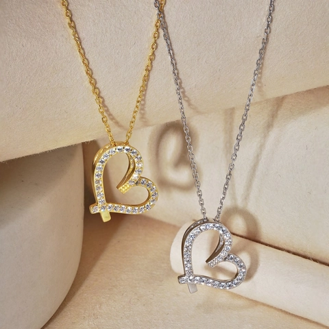 S925 Sterling Silver Heart Pendant Necklace For Women Elegant Light Luxury Zirconia Inlaid Fashion Clavicle Chain Jewelry Gift