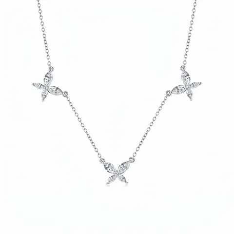 Collana con Pendente a Farfalla in Argento Sterling 925 per Donna Elegante Strass Taglio Marquise Gioielli di Moda