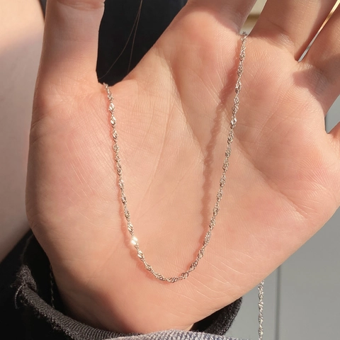 Collana Minimalista in Argento Sterling 925 Catena a Onde d'Acqua per Donna Elegante Semplice Girocollo Gioielli Regalo