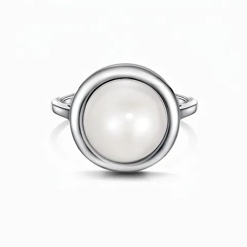 S925 Argento Sterling Perla d'Acqua Dolce Anello Aperto per Donna Elegante Minimalista Stile Francese Regolabile Gioielli