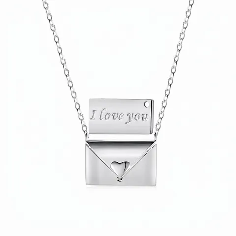 Collana con Ciondolo a Busta in Argento Sterling 925 per Donna Cuore Lettera Messaggio Nascosto I Love You Gioielli Romantici Regalo