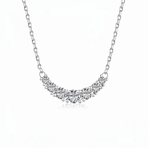925 Sterling Silver Necklace For Women Zirconia Curved Smile Pendant Minimalist U-Shaped Adjustable Clavicle Chain Jewelry Gift