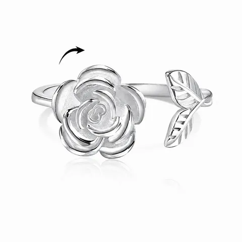 925 Sterlingsilber Rotierende Rose Blume Ring Verstellbar Offener Spinner Ring Angstlinderung Dekompression Schmuck Damen Geschenk