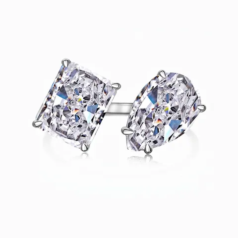 925 Sterling Zilveren Toi Et Moi Ring Dames Ijsbloem Slijpvorm Zirconia Waterdruppel Vierkant Verstelbaar Open Ring
