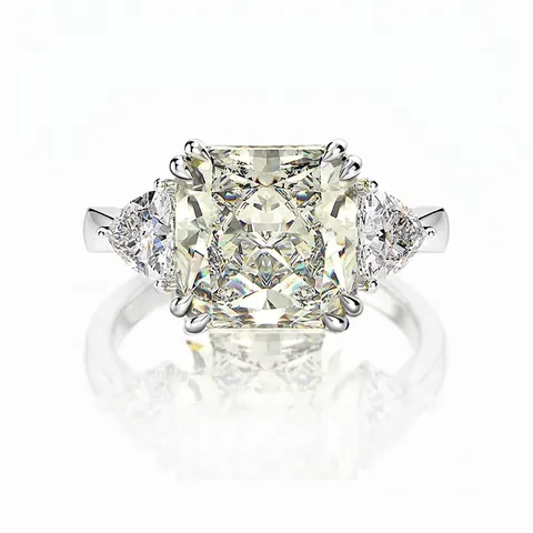 Luxury 925 Sterling Silver Radiant Cut Ice Flower Zirconia Ring For Women Elegant Geometric Three Stone Party Jewelry Gift