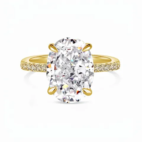 Luxury S925 Sterling Silver Oval Cut Zirconia Ring For Women Gold Platinum Plated Pave Rhinestone Wedding Band Jewelry