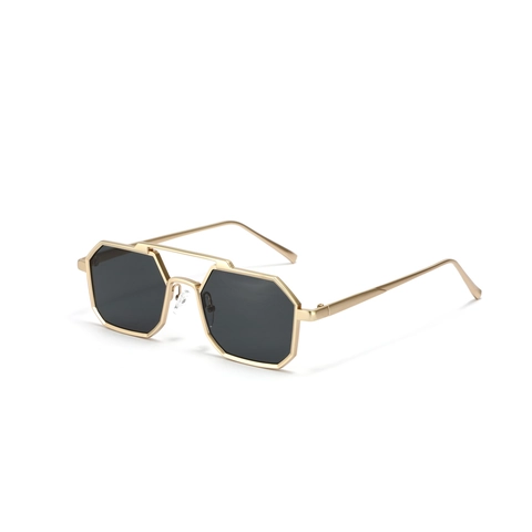 Gafas de Sol Retro de Montura Metálica Octogonal para Hombre Mujer Doble Puente UV400 Pequeñas Gafas Geométricas Cuadradas Moda