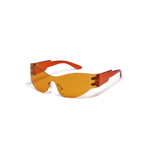 Lunettes de Soleil Bouclier sans Cadre Futuriste Y2K UV400 Cyberpunk Enveloppantes pour Hommes Femmes Mode Extérieur