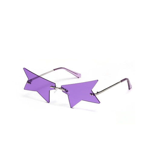 Star Shaped Rimless Sunglasses Fashion Metal Frame UV400 Tinted Lens Party Eyewear For Women Men Trendy Festival Accessory