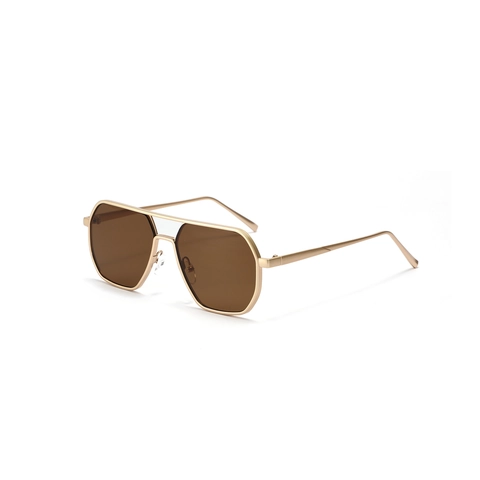 Gafas de Sol Vintage Polígono con Doble Puente Marco de Aleación de Zinc UV400 Estilo Piloto para Hombre Mujer Viaje