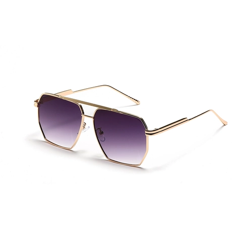 Occhiali da Sole Pilot Retro con Montatura in Metallo Poligonale Protezione UV400 Doppio Ponte Moda per Uomo Donna