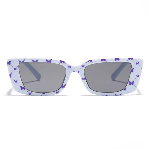 Y2K Millennium Style Butterfly Pattern Rectangle Sunglasses For Women UV400 Square Frame Retro Fashion Sun Glasses Trendy Eyewear