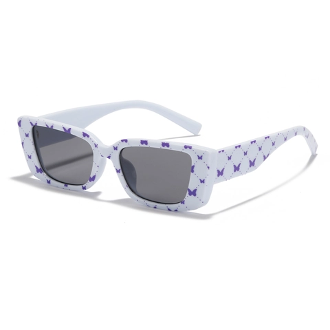 Y2K Millennium Style Butterfly Pattern Rectangle Sunglasses For Women UV400 Square Frame Retro Fashion Sun Glasses Trendy Eyewear