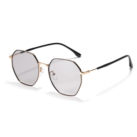 Occhiali da Sole da Donna con Montatura Grande Ottagonale in Metallo Lenti Blush Sfumate Moda Poligonale Tendenza Hip Hop
