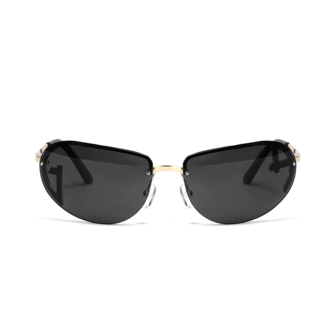 Y2K Futuristic Cat Eye Sunglasses For Women Men Rimless Metal Frame UV400 Protection Fashion Cyberpunk Sun Glasses Eyewear