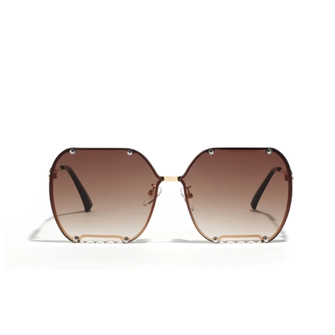 Punk Metal Chain Rivet Square Sunglasses Large Frame Gradient Lens For Women Street Hip Hop Fashion Eyewear UV400 Protection