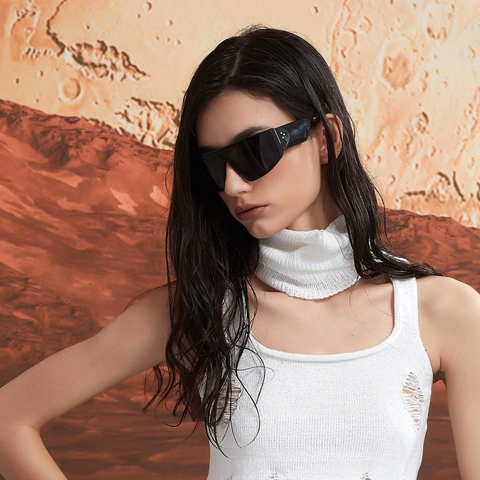 Occhiali da Sole Oversize Shield Donna Uomo Flat Top Borchie Montatura Quadrata Retro Protezione UV400 Fashion Eyewear