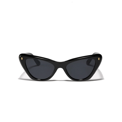 Damen Oversized Cat Eye Sonnenbrille PC Rahmen AC Linse UV400 Retro Vintage Mode Party Trendy Metall Akzent Brillen