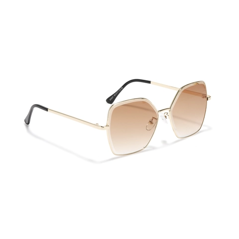 Occhiali da Sole Cat Eye Vintage in Metallo per Donna Poligono Montatura Grande Lenti Sfumate UV400 Moda per Guida Viaggio