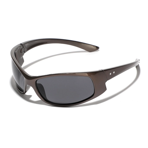 Y2K Futuristic Star Sports Sunglasses For Men Women PC Frame AC Lens UV400 Wraparound Cycling Glasses Trendy Streetwear Eyewear