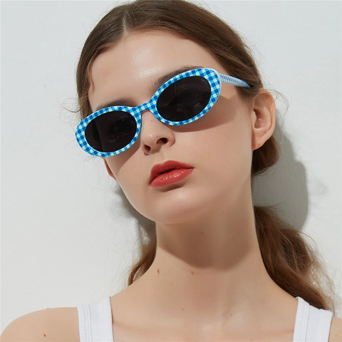 Occhiali da Sole Ovali da Donna Moda Girasole Ananas Motivo a Quadri Montatura in PC Lenti AC UV400 Occhiali da Spiaggia