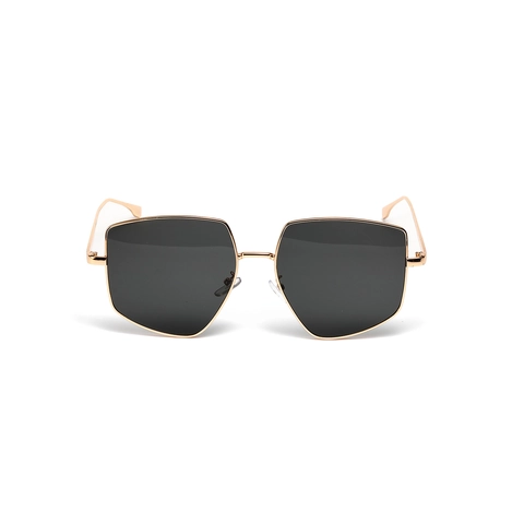 Lunettes de Soleil Polygone Surdimensionnées à la Mode Monture Métal Rétro Protection UV400 Verres Dégradés Style Street Homme Femme