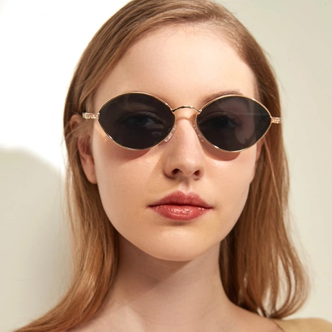 Retro Oval Metallrahmen Sonnenbrille Für Damen Herren Hip Hop Koreanischen Stil UV400 Farbige AC Gläser Mode Kleine Rahmen Brille Outdoor Party
