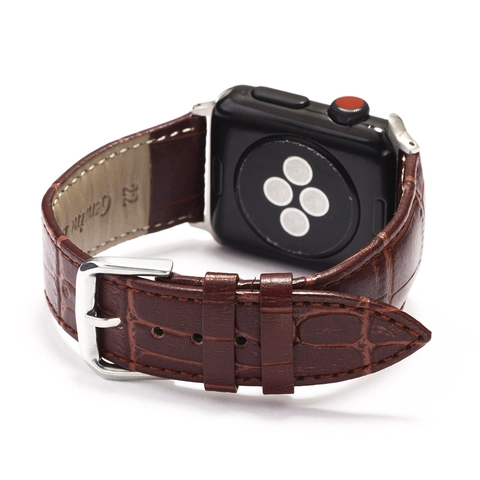 Cinturino in Pelle PU Motivo Coccodrillo Compatibile Con Apple Watch Serie Goffrato Cucito Cinturino di Ricambio per Smartwatch Uomo Donna