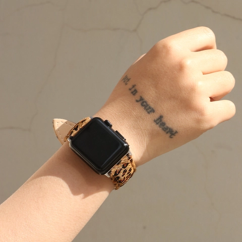 Leopard Print Leather Watch Band Replacement Strap With Stainless Steel Buckle For Women Men Vintage Fashion Wristband