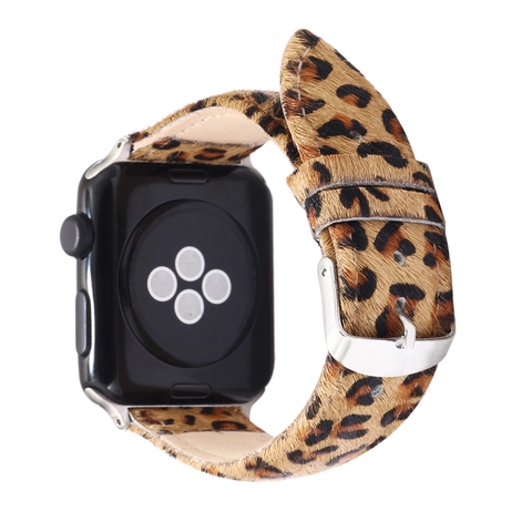 Leopard Print Leather Watch Band Replacement Strap With Stainless Steel Buckle For Women Men Vintage Fashion Wristband