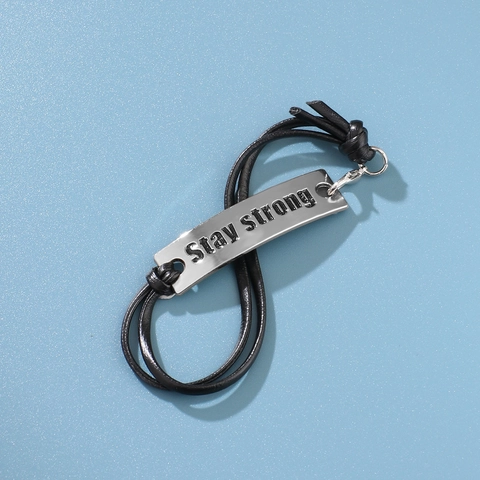 Inspirational Alloy Engraved Quote Bracelet For Men Women Adjustable Braided Wristband Jewelry Gift