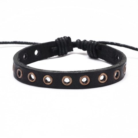 Bracciale in Pelle Punk Vintage da Uomo Con Occhielli in Metallo Bracciale in Corda Intrecciata Regolabile Retro Marrone Nero