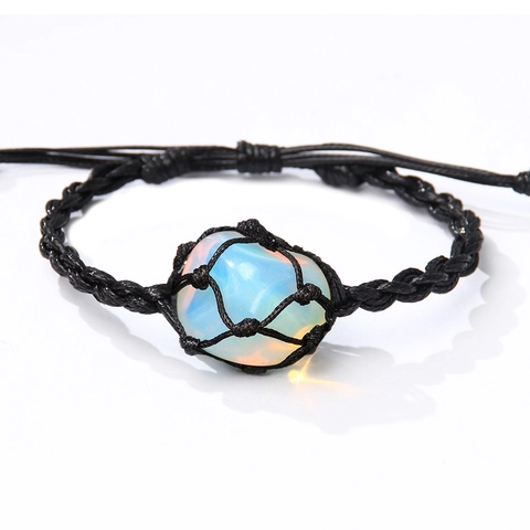 Conjunto de Collar y Pulsera de Piedra en Bruto Tejido a Mano Bohemio Turquesa Cuerda de Cera Accesorios Étnicos Joyería Unisex