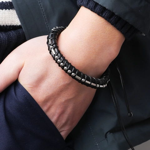 Handmade Morse Code Braided Leather Bracelet With Stainless Steel Beads Secret Secret Meaning For Men Women Couples Adjustable Gift Jewelry