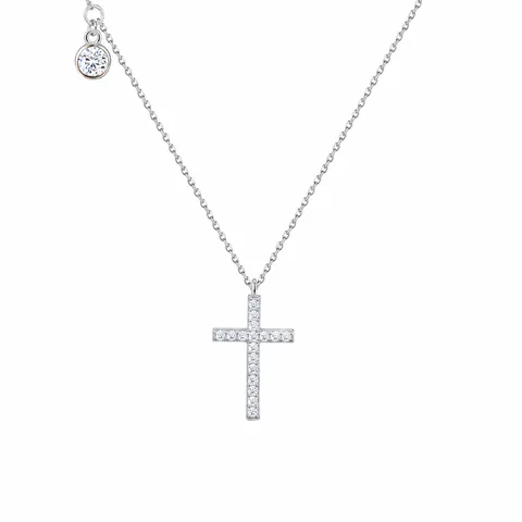 S925 Sterling Silver Cross Necklace For Women Dainty Rhinestone Pendant Adjustable Collar Chain Elegant Minimalist Fashion Jewelry
