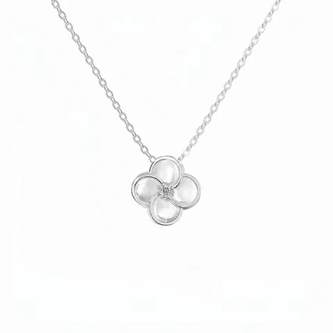 Elegante Collana Con Pendente a Quadrifoglio in Argento Sterling 925 Con Intarsio in Madreperla e Zirconia Gioielli Donna