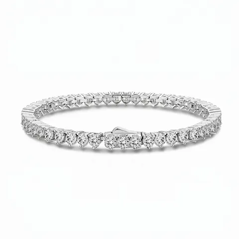 Bracciale Tennis in Argento Sterling 925 Per Uomo Donna Zirconia Rotonda Intarsiato Lusso Placcato Oro Bianco Gioielli Geometrici