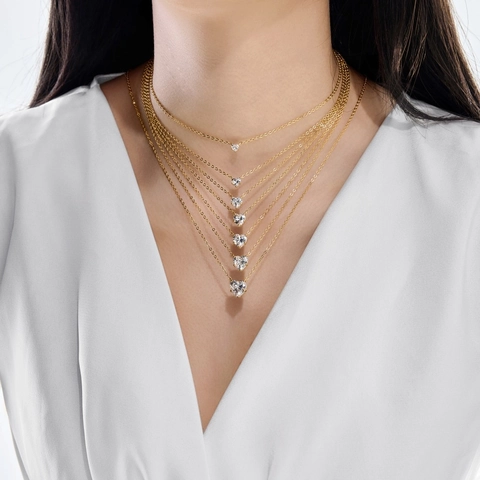 S925 Argent Sterling Cœur Goutte d'Eau Rond Zirconia Collier Et Boucles d'Oreilles Élégante Mode Navettage Femmes Bijoux Collection