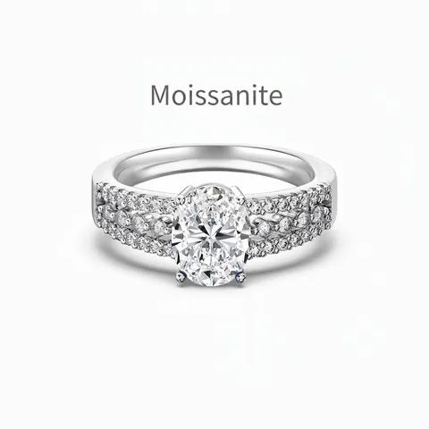 Oval Cut Moissanite 925 Sterling Silver Ring For Women Luxury Engagement Wedding Band Sparkling Inlaid Fashion Jewelry Finger Decoration