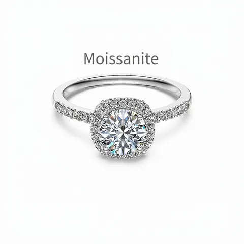Luxus 1 Karat Moissanit 925 Sterling Silber Halo Ring Für Damen Rund Brillantschliff Weißgold Plattiert Verlobung Hochzeit Ring Mode Schmuck