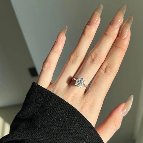 Anillo de Compromiso de Lujo de Plata de Ley 925 con Moissanita de Corte Ovalado para Mujer Color D VVS1 Joyería