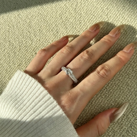 Elegant 925 Sterling Silver Heart Moissanite Ring For Women Pavé Rhinestone Inlaid Proposal Wedding Fashion Jewelry