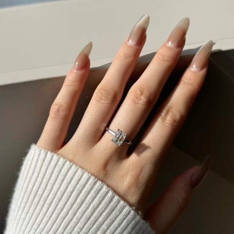 Smaragd Slijpvorm Moissaniet Ring 925 Sterling Zilver Verloving Bruiloft Vingerring Voor Vrouwen Luxe Sieraden Cadeau