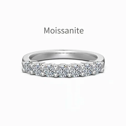 925 Sterling Silver Moissanite Ring For Women Elegant Row Drill D Color VVS1 Geometric Minimalist Band Wedding Party Jewelry