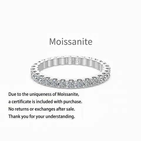 Moissaniet 925 Sterling Zilveren Eternity Ring Voor Dames Volledig Ingelegde Fonkelende Geometrische Sieraden Band Cadeau Ring