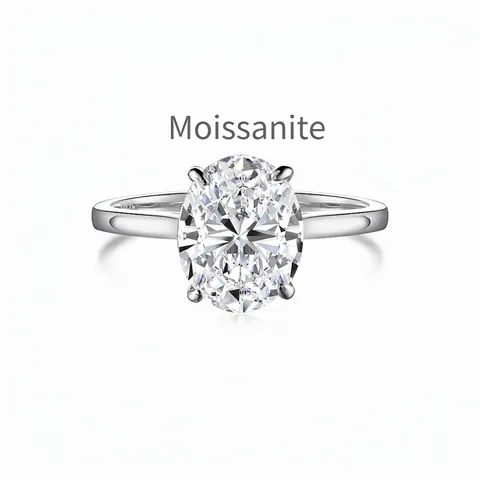 Anillo de Compromiso de Lujo de Plata de Ley 925 con Moissanita de Corte Ovalado para Mujer Color D VVS1 Joyería